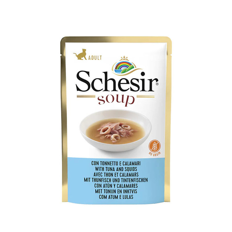 Schesir Cat Soup DIVJA TUNA Z LIGNJI 85g