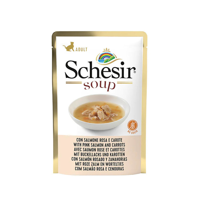 Schesir Cat Soup DIVJI LOSOS S KORENJEM 85g