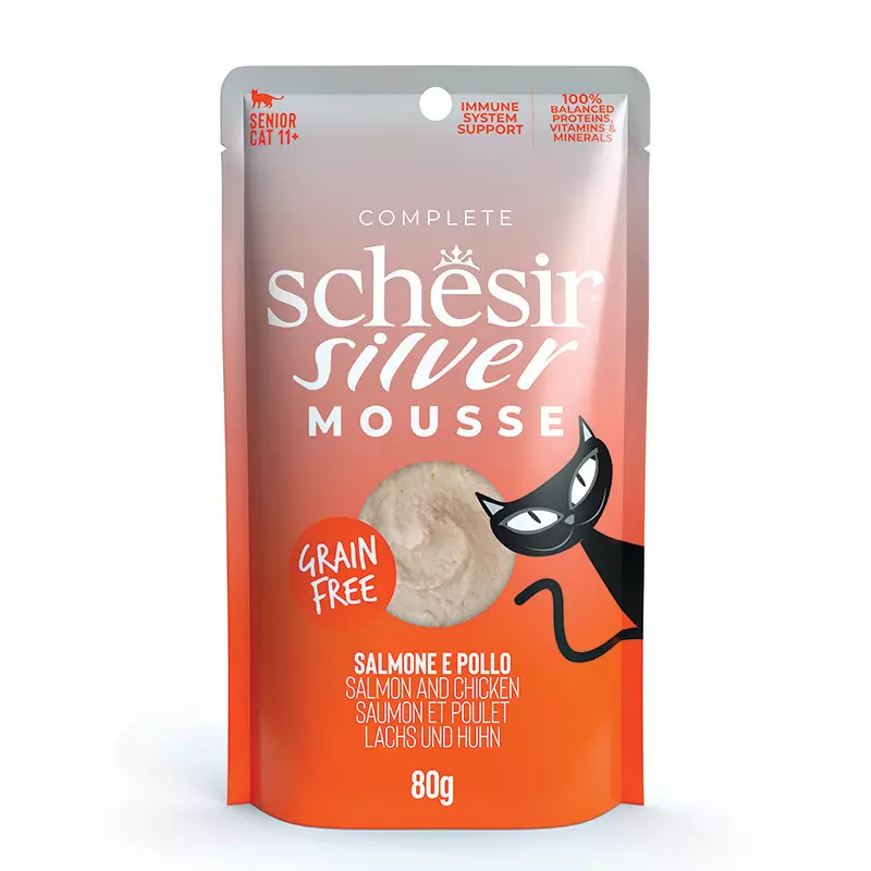 Schesir SILVER Mousse LOSOS s PIŠČANCEM 80g