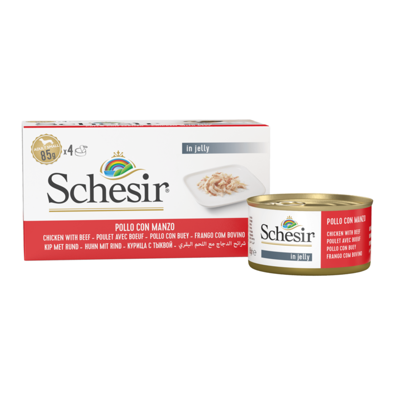 Schesir Dog Multipack PIŠČANEC in GOVEDINA 4x85g