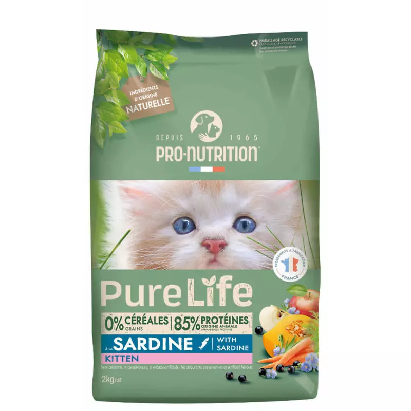 NOVO Pure Life KITTEN SARDINE brez žit in glutena 2kg